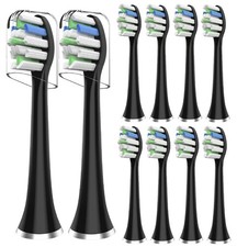 Toothbrush Heads with AquaSonic Black Series Vibe Series Duo Series , 10 Pack...