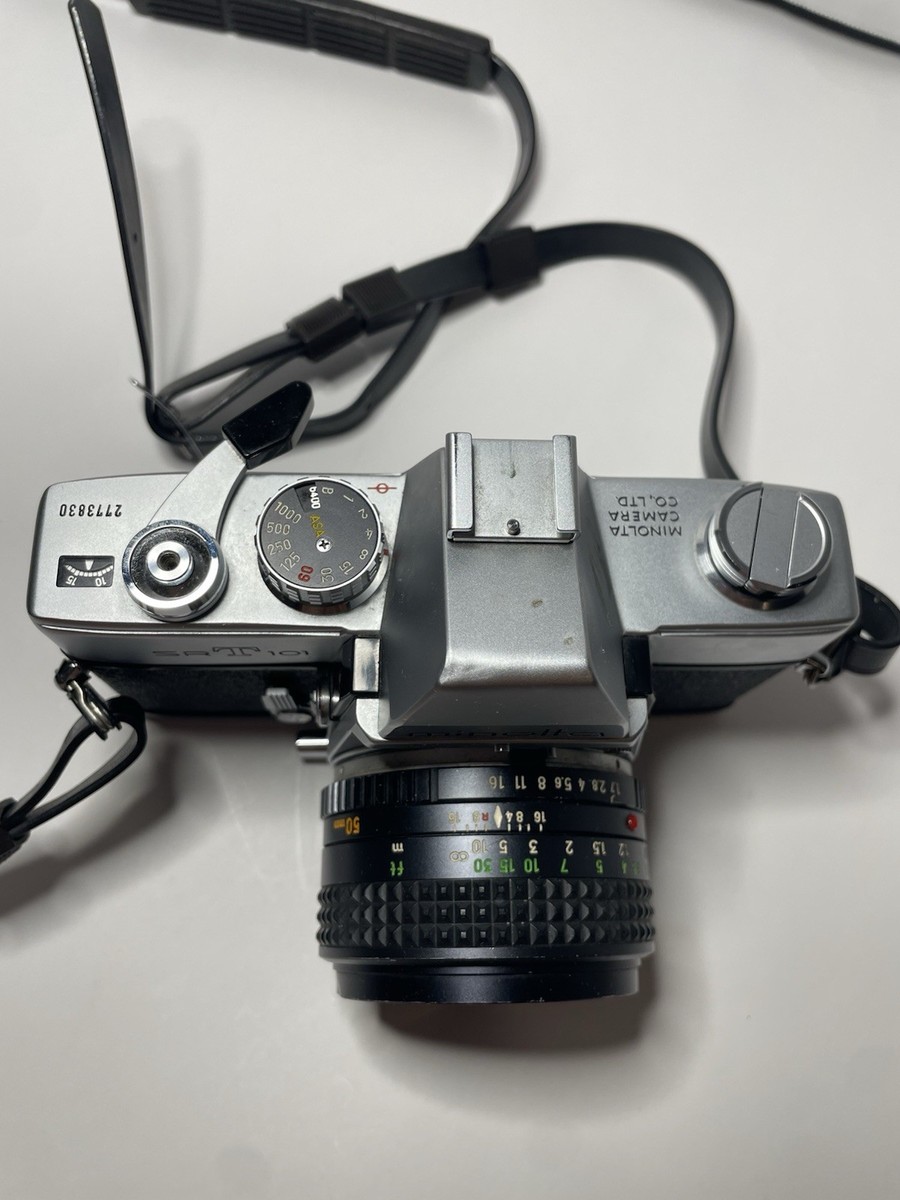 Minolta SR-T 101 Vintage SLR Film Camera Black Silver with Lens