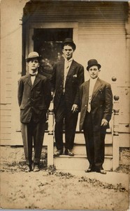 RPPC Postcard Set of 2 Related Postcards ~ Men in Derby Hats  