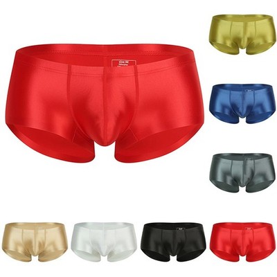 Glossy Oil Shiny Seamless Herren Boxershorts Atmungsaktiv Unterwäsche Satin Mat
