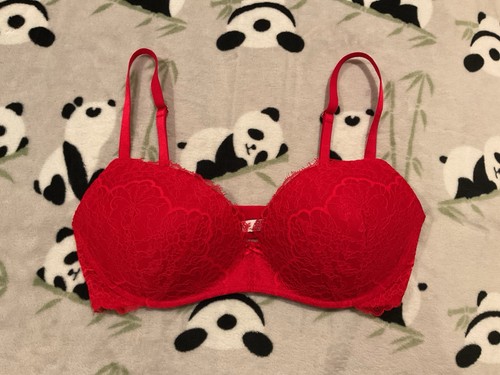 Victoria’s Secret Women’s Bra 36D Red Dream Angels Lace Padded No Wire