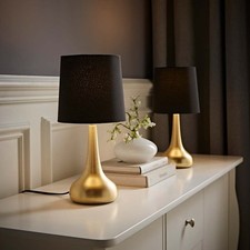 Pair of Touch Table Lamps Lampshades Bedside Lights Reading Lamps Living Room