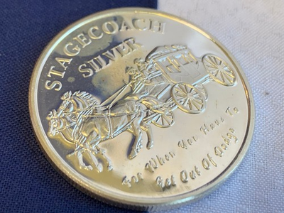 #ad .999 Fine Silver Round 1 Troy Ounce Stagecoach Silver $96.00