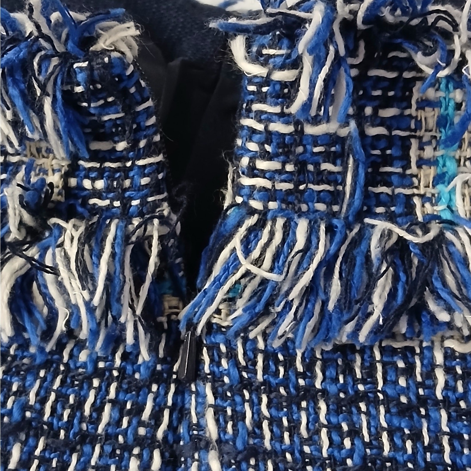 Tory Burch Normandy Blue Nora Skirt Women's 2 Tweed Fringe Artsy Boho Luxury  thumbnail 11