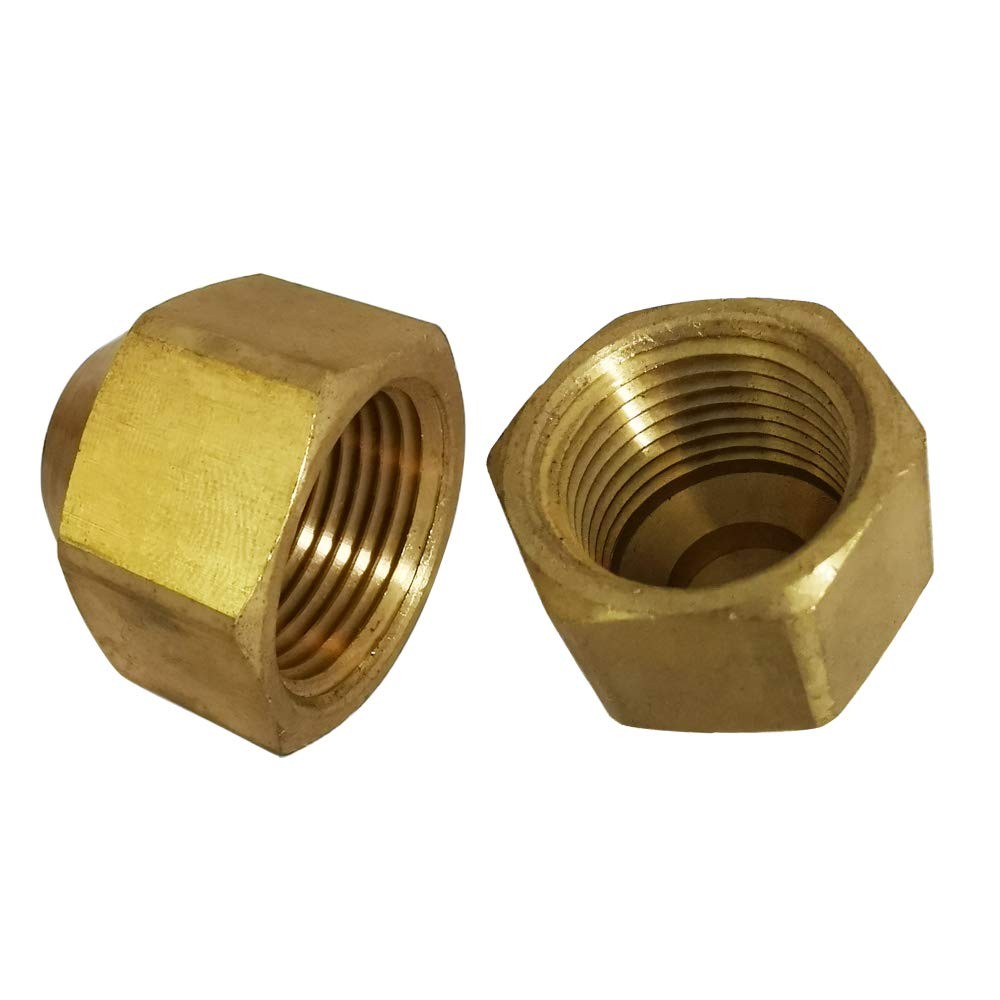 Legines 5/16" Flare Cap, Brass SAE 45 Degree Flare Tube Fitting, Pack of 2