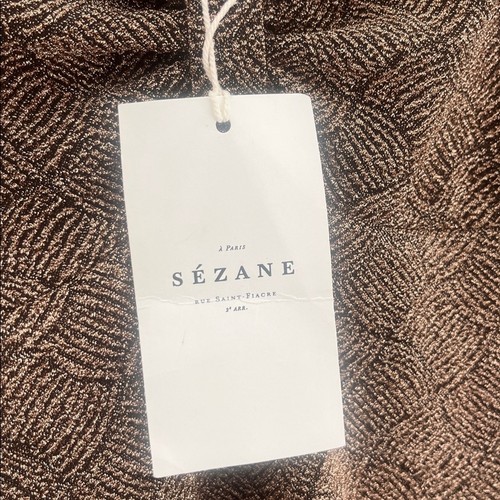 Mini Vestido Sezane Apryl Dorado Negro Cuello Corazón Manga Larga Talla Grande - Imagen 6 de 10