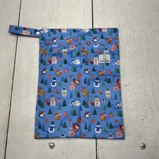 Bungies Yeti Wet Bag Reusable Waterproof PUL Zip Travel Diaper Swim Blue Print