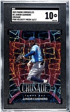 2023 Panini Chronicles #3 Junior Caminero Crusade SGC 10 Pink Velocity Prizm /17