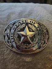 Vintage The State of Texas Belt Buckle Lone Star Seal Western Cowboy Made in USA