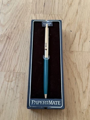 Vintage Papermate Powerpoint Gold & Green Ballpoint Pen,Gold Trim - Boxed, MINT - Image 1 of 4