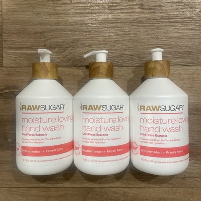 Lot of 3 Raw Sugar moisture loving Hand Wash watermelon + fresh mint 16.9oz