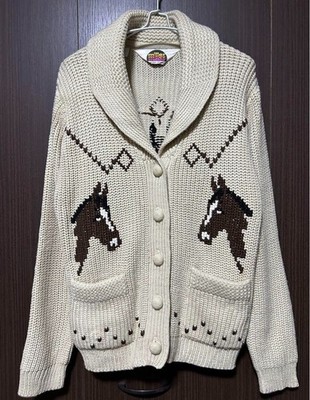 極美品◎ グッドデザイン◎vintage cowichan Vintage COWICHAN Handmade Wool Zip Up Chunky Knit Cardigan Sweater