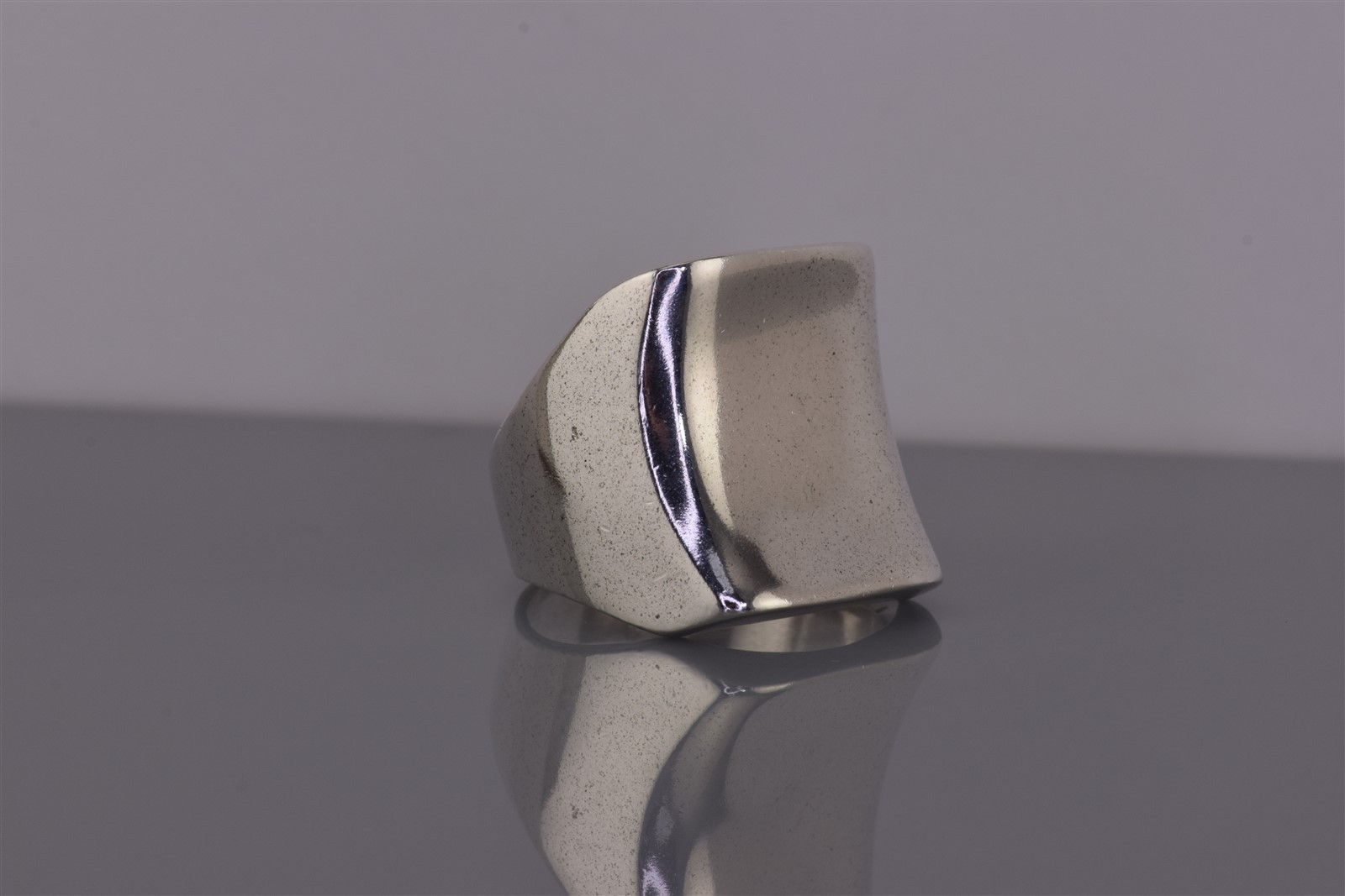 Sterling Silver 20mm Contoured Rectangular Solid … - image 2