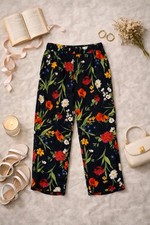 Soon Black Floral Trousers UK 16 Statement Print Holiday Chic Comfy