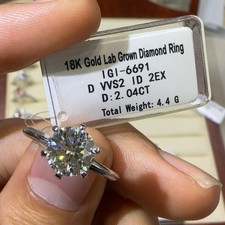 18k Gold IGI Lab-Grown Round Diamond Solitaire Engagement Ring Sz 7 IGI-6691