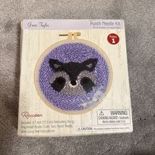 Grace taylor punch needle Kit racoon, Trash Panda, Lavender Background