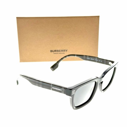 BURBERRY LONDON SQUARE SUNGLASSES BLACK CHECK NOVA / DARK GREY BE4403 ...