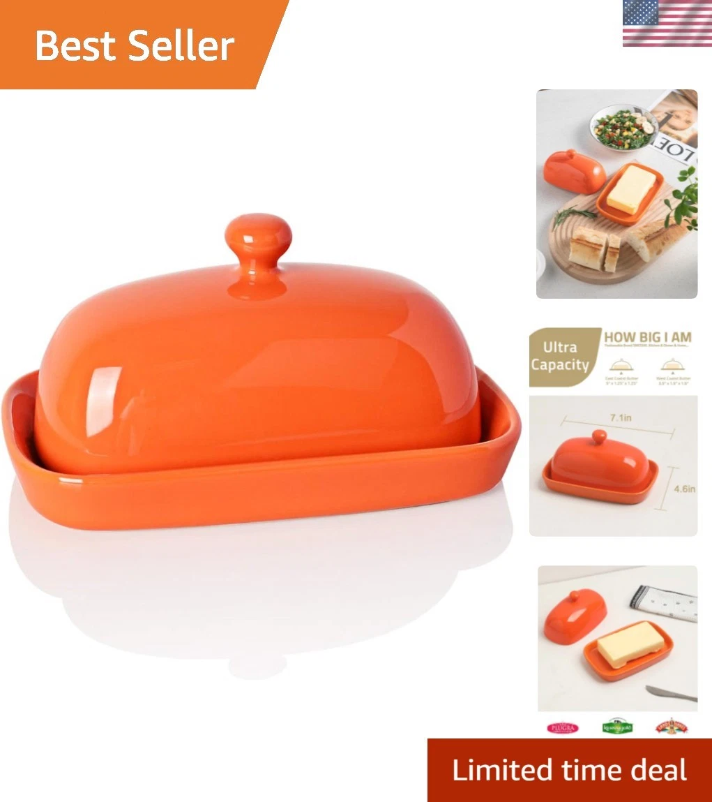 Ceramic Butter Dish with Lid for Countertop,Porcelain Butter Keeper with Knob...