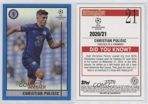 2020 Topps Merlin Collection Chrome UCL Blue Refractor /75 Christian Pulisic #21