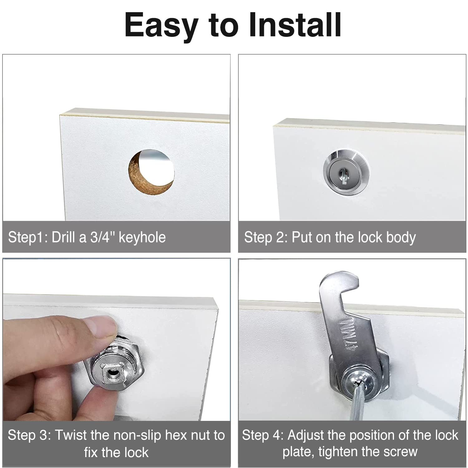 Cabinet Cam Locks Keyed Alike 5/8'' Fits on 3/8'' Max Door Thickness Secure F...