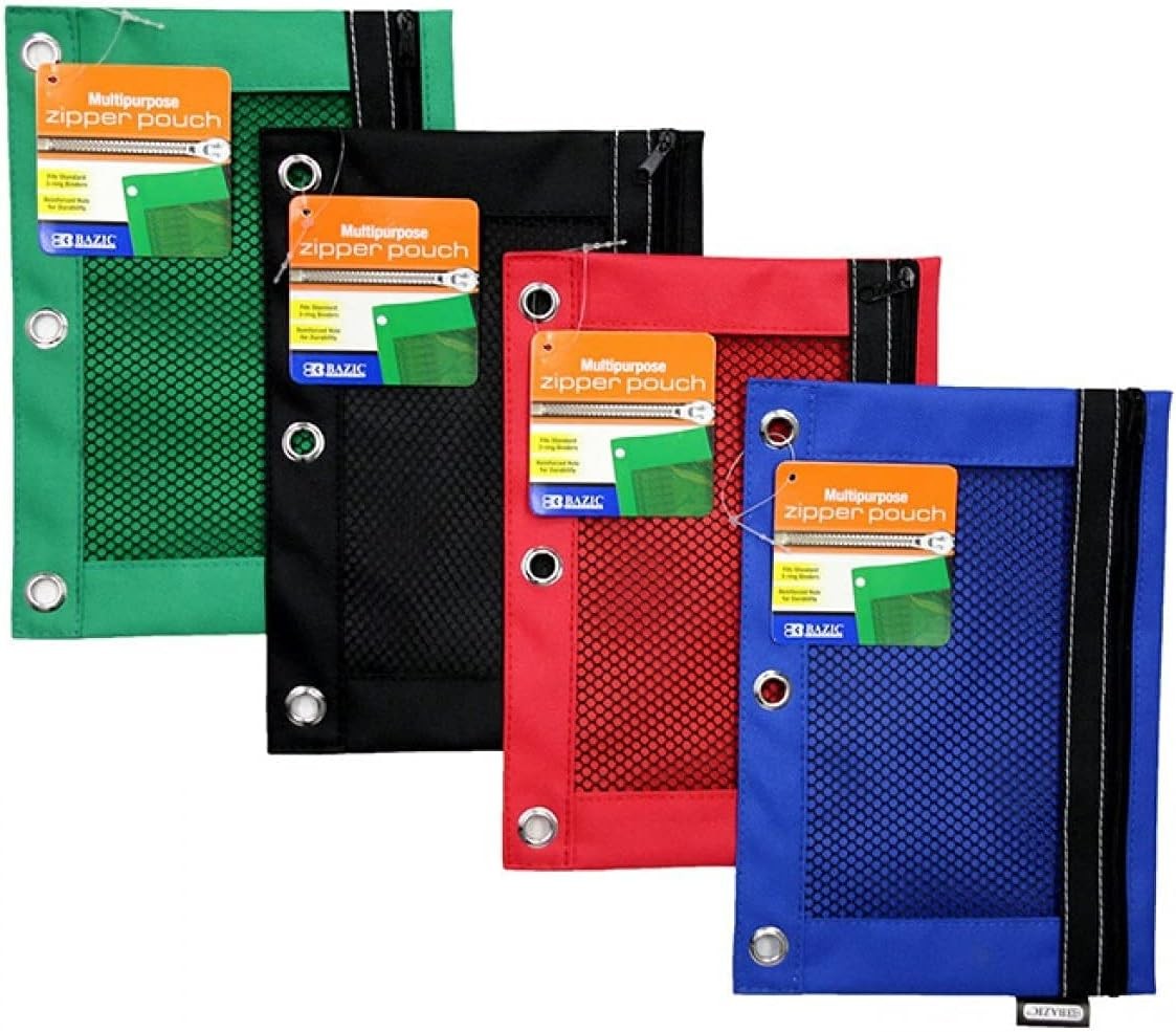 Pouch 3 Ring Binder Pouch W/rivet Enforced Rings Holes, As