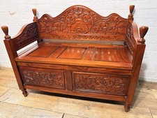 Carved Hall Storage Bench - Free Delivery Available