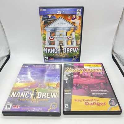 Nancy Drew PC Game Lot #2 #22 #25 Alibi In Ashes, Trail Of The Twister,  