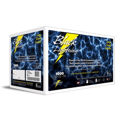 Black Lightning 6 mil Disposable Powder-Free Nitrile Exam Gloves - Black, 1000