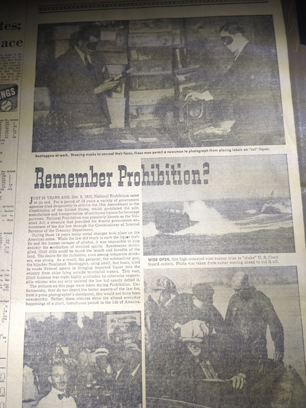 JULY 18, 1959 NEWSPAPER PAGE #2492- REMEMBER PROHIBITION? BOOTLEGGERS AT WORK