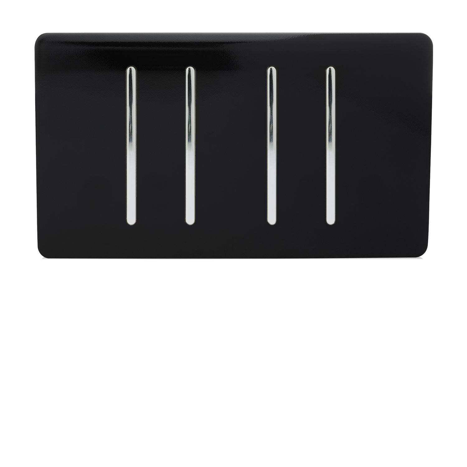 Trendi Switch Trendi 4 Gang 3 Way Intermediate 10 Amp Rocker Light Switch - Piano Black - Image 2