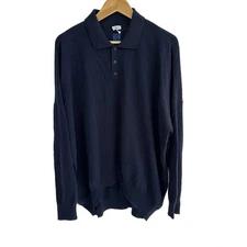 Auth LOEWE Anagram Knit Polo Shirt H526Y14KCM Navy - Men's Sweater