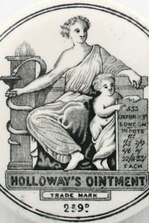 VINTAGE c1900s HOLLOWAY'S LONDON 2/9 SIZE OINTMENT POT LID & BASE POT