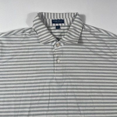Peter Millar Polo Shirt Mens XL Crown Crafted Striped Gray Performance Golf