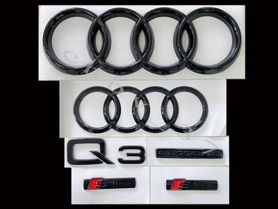 #ad #ad Audi Q3 Emblem Gloss Black Rings Front Rear Quattro Sline Combo Set OE 6PC 13 21 $74.69