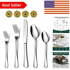 Durable Mirror Polished 20-Piece Flatware Set Service for 4 - Dishwasher Safe