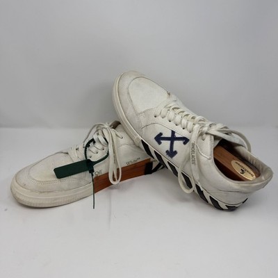 Off-White Low Vulcanized Canvas Sneakers White Navy Men Size 12 OMIA085