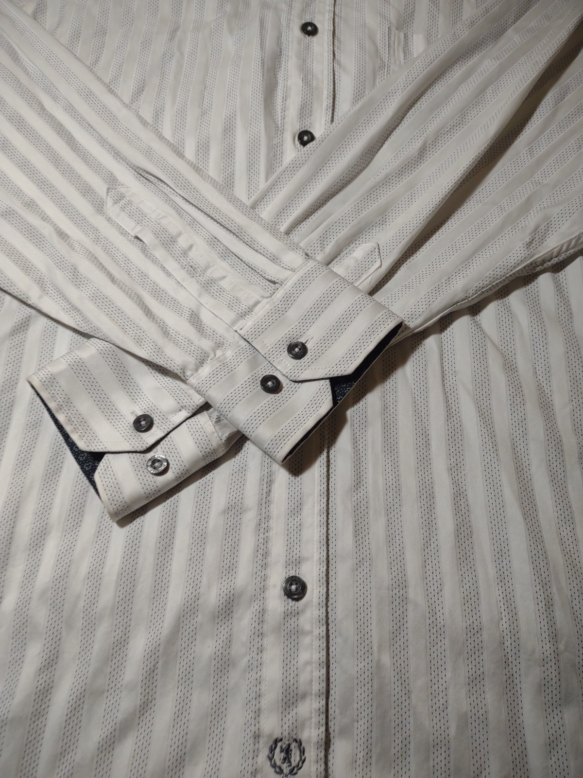 Bugatchi Men White Striped Button Long Sleeve Geo… - image 6