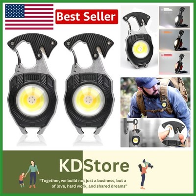 High Lumen Rechargeable COB Keychain Flashlight 7 Modes Waterproof Emergency ...