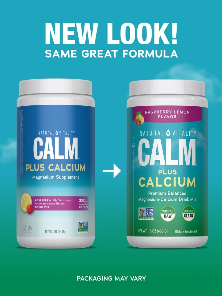 CALM magnésio em pó mais cálcio | 16 oz mistura de bebidas veganas | por Natural Vitality - Imagem 3 de 4