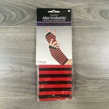 Striped Arm Warmers Halloween Cosplay Costume Dress Up Red Black