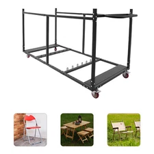  Folding Table and Chair Cart, Heavy Duty Metal Folding Chair Rack with Wheel