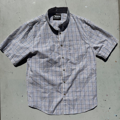 Men's Mountain Khakis Shirt Button-Down Multicolor Striped L Outdoor SS Work