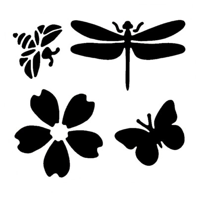 Really Great Stencils, Mini, Garden Friends, Bugs, 3'', Bee, Dragonfly