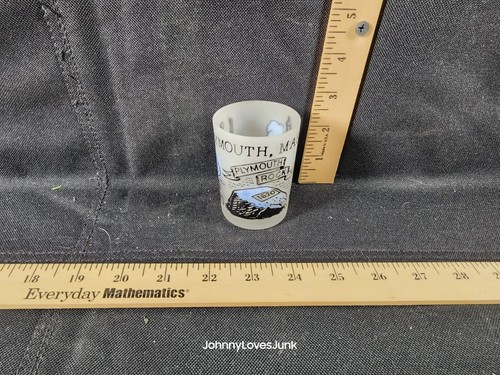 Vintage Plymouth Massachusetts Frosted Travel Glass Tourist Souvenir GiftShop