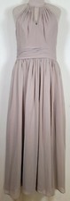 AZAZIE Chiffon Prom Formal Bridesmaid Peephole Design Dress Color- Taupe