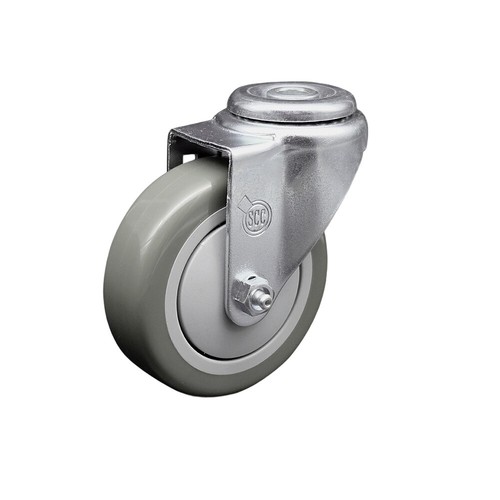 4 Inch Gray Polyurethane Wheel Swivel Bolt Hole Caster Service Caster Brand - Afbeelding 1 van 4
