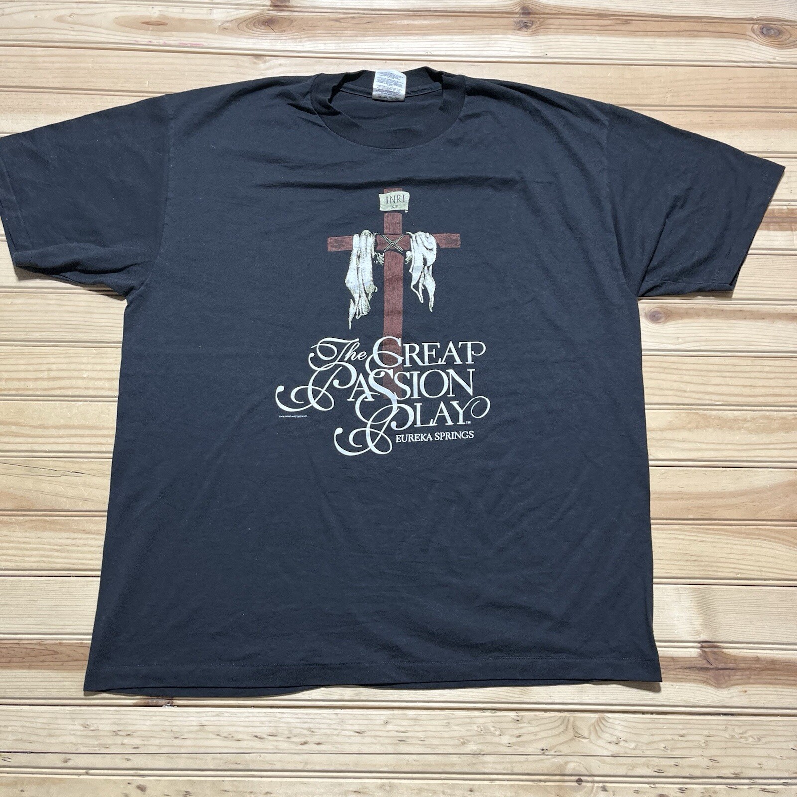 Vintage 90s The Great Passion Play Arkansas Christian Jesus Cross Shirt Size XL