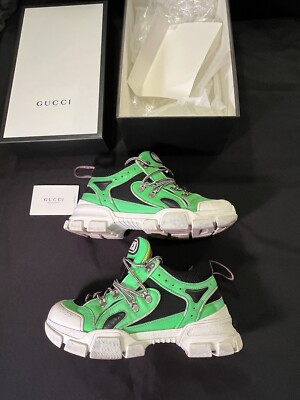 GUCCI FLASHTREK NEON BLACK HIKING SNEAKERS SHOES GG 7 MENS US 7.5