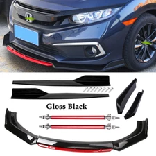 Front Bumper Lip Spoiler Splitter Rear Lip Side Skirt Glossy For Honda Civic