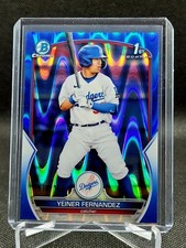 2023 Bowman Yeiner Fernandez Chrome Blue Wave Refractor #/150 Dodgers 1st SP
